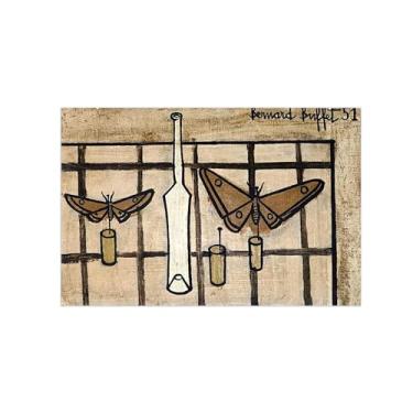 Imagem de Bernaard Bufffet Pinturas famosas decoração-Borboletas garrafas-Abstrato Impressão Lona para Sala de Estar 40x60cm16x24in Sem Moldura