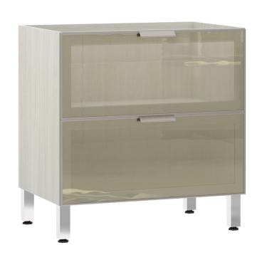 Imagem de Balcão Sem Tampo 80cm Basculante Com Vidro Reflecta Bronze Luci Legno Crema