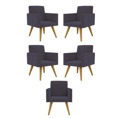 Imagem de Kit 05 Poltronas Nina Decorativa Para Recepção Balaqui Decor Cor:cinza