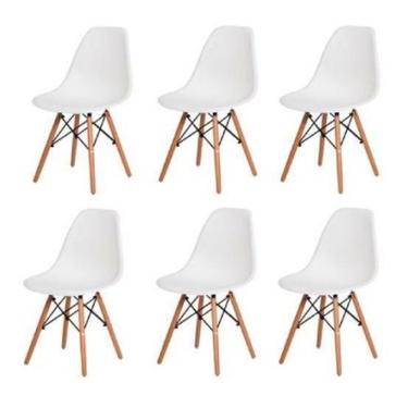 Imagem de Cadeira De Jantar Decoreshop Charles Eames Dkr Eiffel, Estrutura De Cor Branco, 6 Unidades