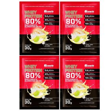 Imagem de Kit com 4 Saches Whey Protein 80% 30g Growth Torta de limão