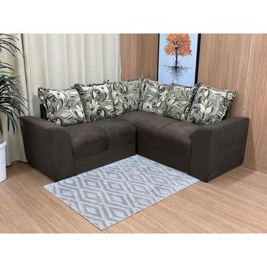 Imagem de Sofá de Canto Ideal Ellegance Relax - Alpoim, Marrom C/ Floral Inverti