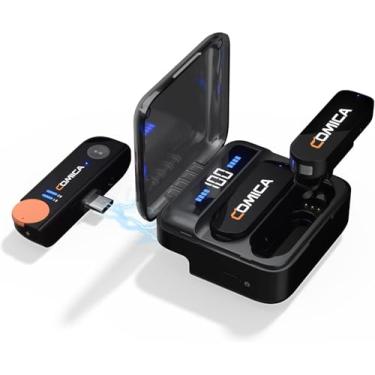 Imagem de Comica Vimo S UC Microfone de Lapela Sem Fio para Android, Cancelamento de Ruído, Alcance de 656', Monitor em Tempo Real, Mini Microfone Sem Fio USB C para Laptop, Gravação de Entrevista, Vlog