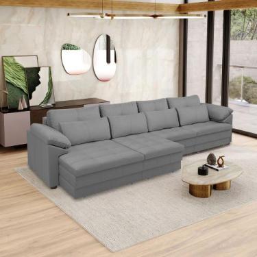 Imagem de Sofá Retrátil Manual Sala de Estar Nolan Bipartido 339cm Conforto Prem