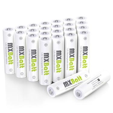 Imagem de MXBatt Pilhas Recarregáveis Aa Pré-Carregadas De Alta Capacidade, 3300 Mah, Nimh, Duplo A, 1,2 V, Baixa Autodescarga, Pacote Com 24, Para Telefones Sem Fio, Segurança Residencial, Dispositivos Domés