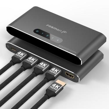 Imagem de Fosmon Divisor Hdmi 1 Entrada 4 Saídas (4K A 60 Hz) Com Redimensionador Edid Para Suporte Dois Monitores Idênticos, Compatível Ps5/4/3, Xbox, Nintendo, Switch, Roku Tv, Fire Stick