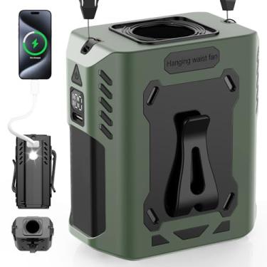 Imagem de Guirngou Ventilador De Cintura, Com Ia Atualizado, Tempo Funcionamento Máximo 25 Horas, Vento Forte 5 Velocidades Bateria 8000 Mah, Cinto Portátil Lanterna, Pescoço Viva-Voz Para Atividades Ao Ar Li