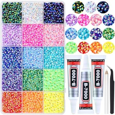 Imagem de Briskbloom 20.000 Peças De Strass Resina Gelatinosa 3 Mm Para Unhas Artesanais, 15 Cores Fundo Plano, Copos, Canecas, Sapatos Crocs, Boné Formatura, Maquiagem, Kit Deslumbrante Com Cola B7000