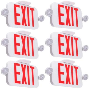 Imagem de LIT-PaTH Pacote Com 6 Placas De Saída Led Luzes Emergência, Iluminação Combinada Dupla Face, Bateria Reserva, Cabeada, Resistente Ao Fogo Ul94V-0, 120-277V, Montagem No Teto E Na Parede