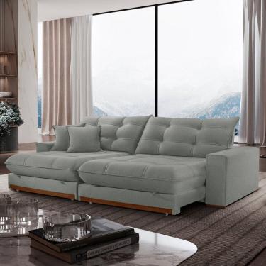 Imagem de Sofá Retrátil 3 Lugares 250cm Linho Belize Cinza