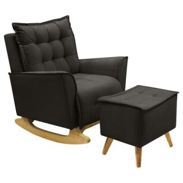 Imagem de Poltrona Amamentação De Balanço Helena + Puff Veludo Quarto - Kasa Sof