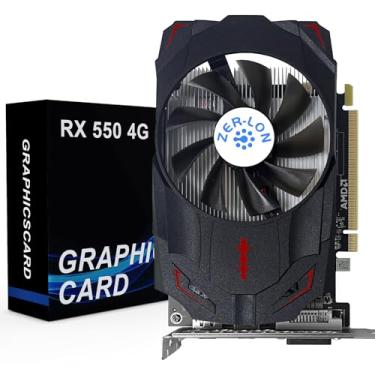 Imagem de ZER-LON Placa gráfica Radeon RX 550 4 GB, GPU para jogos de computador PCIE 3.0 GDDR5 128 Bit PCIE 3.0, placa de vídeo de 1183 MHz com portas HDMI/DP/DVI compatível com 4K