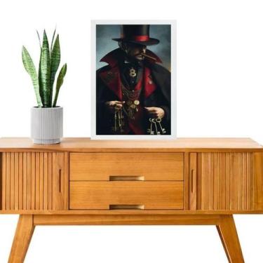 Imagem de Quadro Decorativo Exu 7 Chaves 33x24cm - Quadros On-line, Moldura bran