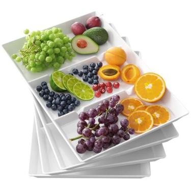 Imagem de Bandeja de servir Lifewit Divided 15 x 10 de plástico 4 peças branca