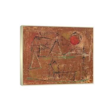 Imagem de MUHJDYC Zao Wou-ki Pintura famosa abstrata - imagem de arte em tela - arte de parede para sala de estar - reprodução de impressões (sem título 7) moldura prata 20x25cm-8x10in