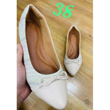 Imagem de Sapatilha branca bico fino com lasço - Karine enchovais 