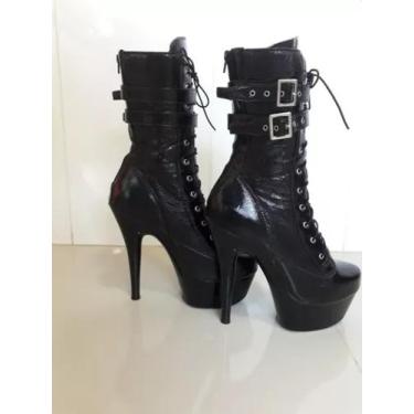 Imagem de Bota Cano Curto Com Fivelas Salto De 15 Cm - Custódio.com, 37