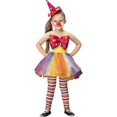 Imagem de Vestido Roupa Infantil Palhaço Fantasia Para Festa Carnaval - festa lu