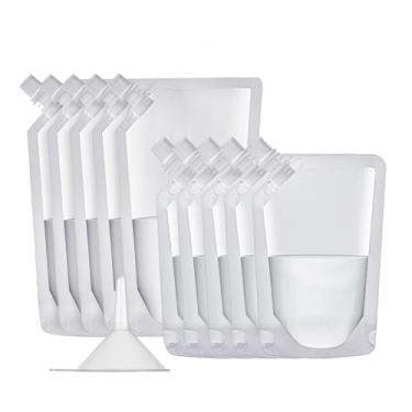 Imagem de MATATAMAX Frascos de plástico para bebidas alcoólicas, bolsas de bebida reutilizáveis para adultos, sem BPA para viagens, esportes ao ar livre, shows, eventos (8OZ5 + 16OZ5)