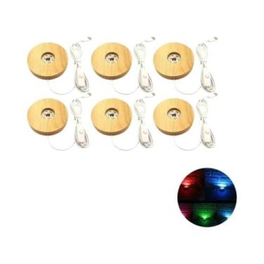 Imagem de Suporte De Lâmpada De Luz Noturna Bola De Cristal Base De Madeira Maci