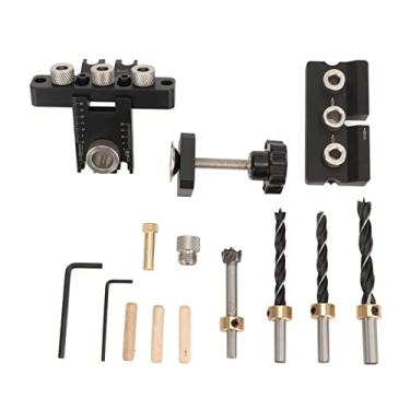 Imagem de Gabarito de cavilha com posicionador de perfuração de liga de alumínio para perfuração precisa em marcenaria