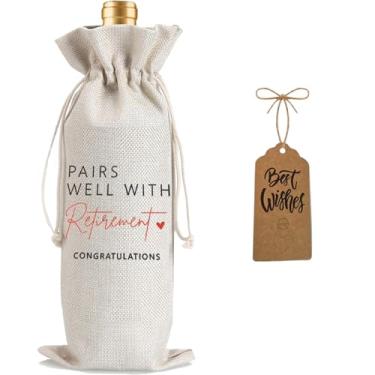 Imagem de Julont Sacola de presente de aposentadoria de vinho, decorações de festa de aposentadoria, presentes para aposentadoria, presentes para colegas de trabalho, combina bem com saco de vinho de