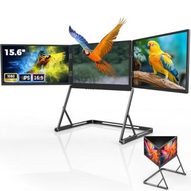 Imagem de LIJGLECO Extensor De Tela Para Laptop, Monitor Triplo Portátil Dobrável Fhd 15,6" 1080P Ips, Hdmi/Usb-C Plug And Play Windows, Mac, Android, Switch, Ps5