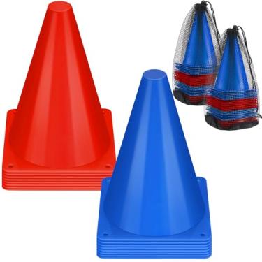 Imagem de Leelosp Pacote com 48 cones de trânsito de plástico de 17,8 cm Marcador de campo de agilidade para futebol/segurança/esportes/cones de treinamento para patinação basquete futebol treinos temáticos