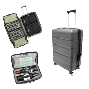 Imagem de WITIS Mala de vinho | Comporta de 2 a 10 garrafas de 750 ml | Trava TSA | Espaço de embalagem expansível | Spinner | Alças duplas | Sacos de inserção removíveis isolados | Sacolas gratuitas para