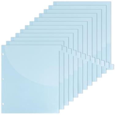 Imagem de Koqye Divisores para Fichário de 3 Argolas, Divisores de Plástico para Fichário de 12 Abas com Bolso Frontal, Divisores de Aba Azul Translúcidos Inseríveis para Fichários de Folhas (11,5 X 9,8 Polegad