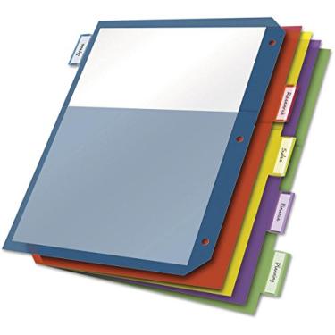 Imagem de Divisórias de plástico cardinal, bolso duplo, 5 abas, abas multicoloridas inseríveis, tamanho da letra, 1 conjunto (84003)