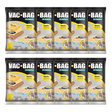 Imagem de 10 Saco A Vácuo Médio Organizador Roupa Vac Bag 45x65 Ordene
