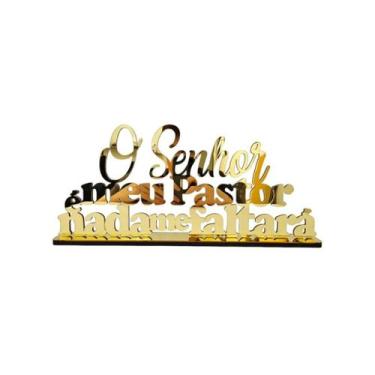 Imagem de Frase Espelhado Dourado - O Senhor é Meu Pastor e Nada me Faltará - No