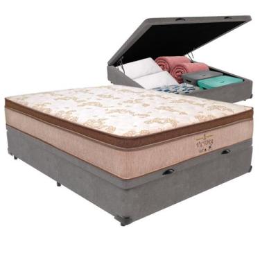 Imagem de Cama Box Baú Viúvo e Colchão Victory Molas V-tech, Cinza