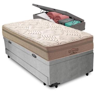 Imagem de Bicama Baú + Colchão Los Angeles Molas V-tech Solteiro, Cinza