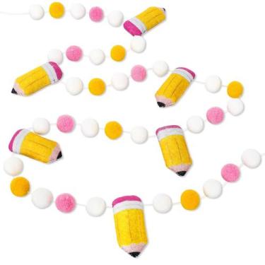 Imagem de Guirlanda de lápis Banner Whaline Back to School Felt Pom de 2,5 m