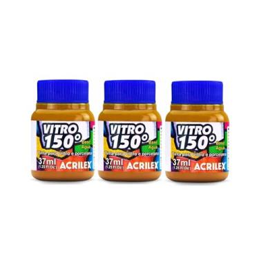 Imagem de Kit Com 3 Tintas Acrilex para Vidro 37ml - Vitro 150 Escolha Sua Cor à Base de Água, Cerâmica e Porcelana Durabilidade e Acabamento Impecável em Projetos de Pintura em Vidro, Porcelana, Cerâmica e Faiança. (Amarelo Ocre 564)