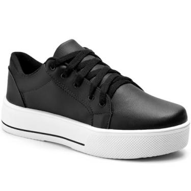 Imagem de Tenis Lumiss Feminino Casual Sapatenis Confort T1 (34, Sintético preto)