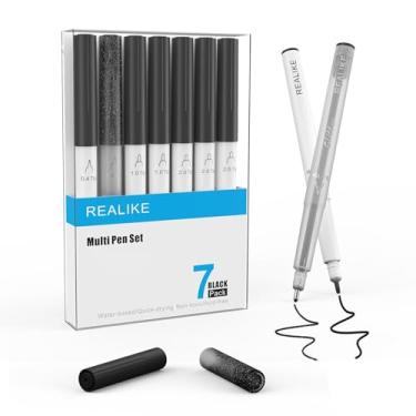 Imagem de REALIKE Canetas sortidas compatíveis com Cricut Maker 3/Maker 4/Maker/Explore 3/4/Air 2/Air. Conjunto de 7 canetas pretas inclui caneta de ponta fina, gel com glitter, marcador, canetas de desenho