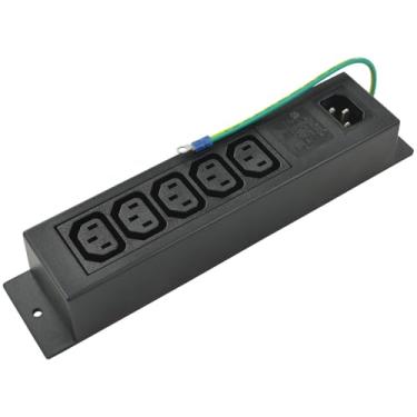 Imagem de Conntek 55713 10-Amp 250V IEC Power Strip C14 Entrada para (5) 320 folhas F tomadas com fio de aterramento para fora