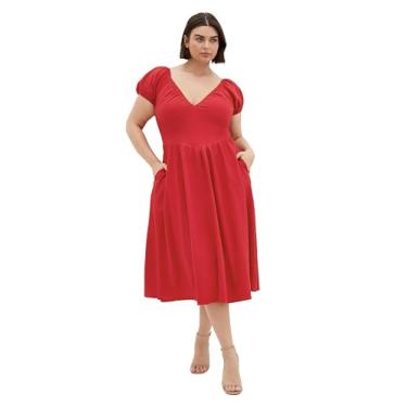 Imagem de City Chic Shelby Midi feminino, Vermelho, 25 Plus Size