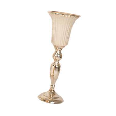 Imagem de Bothyi Vaso de flores para casamento, decoração de castiçal, suporte de flores, suporte de velas para mesa, centro de mesa, cerimônia de aniversário, evento, Gold L 12cmx39cm