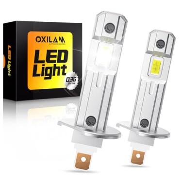 Imagem de OXILAM Lâmpadas LED H1 800% ultra brilhantes 6500K, 1:1 mini lâmpada de neblina tamanho halógeno, sem polaridade, IP68, à prova d'água, sem fio, DRL, substituição, 2 peças