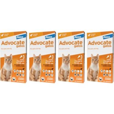 Imagem de Combo Advocate Gatos 0,4ml Até 4kg - 3 Pipetas - 4 Unidades - Elanco