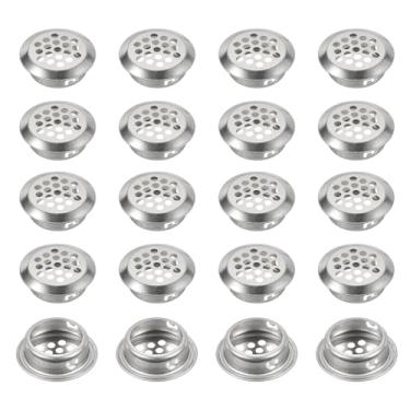 Imagem de PATIKIL Ventilação circular de 32 mm, 20 peças de aço inoxidável com orifício de malha redonda para saídas de ar de painel duplo de malha redonda para guarda-roupas de cozinha, sapatos, armários