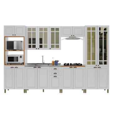 Imagem de Cozinha Modulada Estilo Americana Com Vidro Reflecta Firenze Branco Indekes Branco