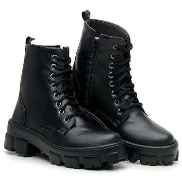 Imagem de Bota Coturno Feminino Tratorada Plataforma (38, Preto 1108)