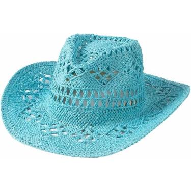 Imagem de Chapéus De Cowboy Su De Palha Para Wome, Chapéus De Cowgirl Wester Com Aba Modelável, Orange, One Size