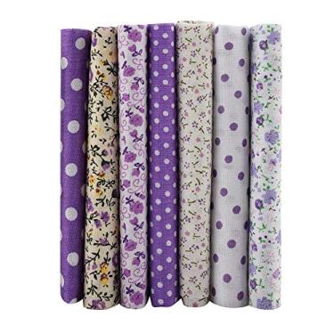 Imagem de KIMISS 7pcs 25x25cm Pacote de Tecido de Algodão - DOT Roxo DIY Pré -corte Quadrados para Roupas de Cama, Colchas e Artesanato (25 * 25)