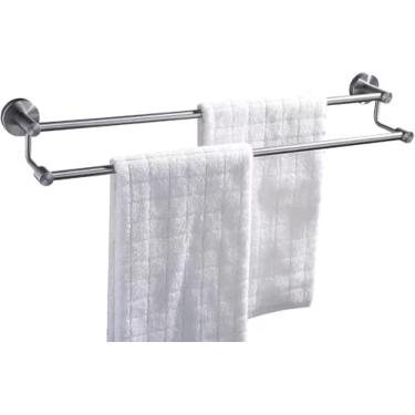 Imagem de Toalheiros Duplos 70 Cm 80 Cm 90 Cm 100 Cm, Suporte De Toalha De Banho Montado Na Parede De Aço Inoxidável Suporte De Toalha De Prata, Multi-colored, 3.3ft/100cm